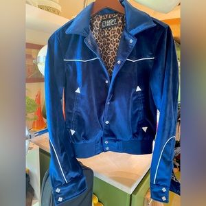 Straight to Hell Apparel Western Style Blue Velvet Jacket w Cheetah Interior